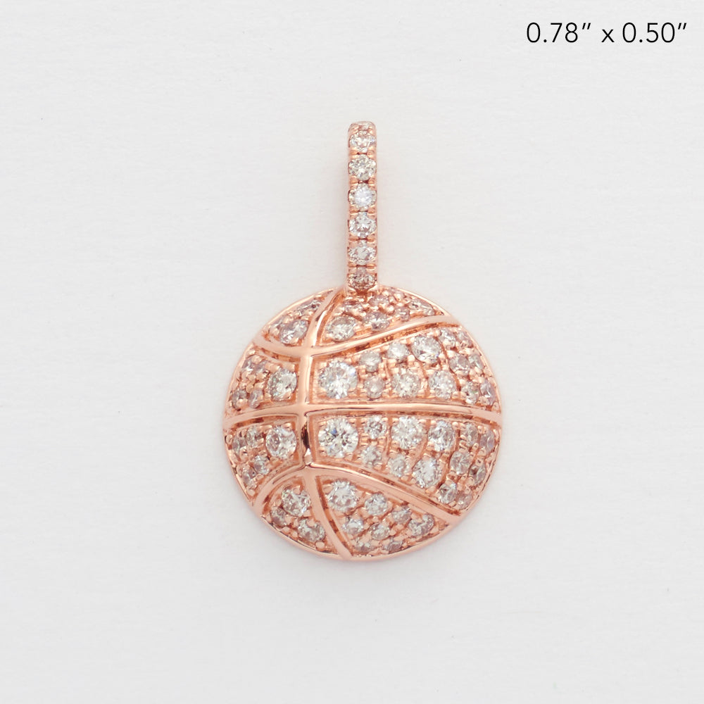 14KR 0.60CTW DIAMOND HALF BASKETBALL PENDANT