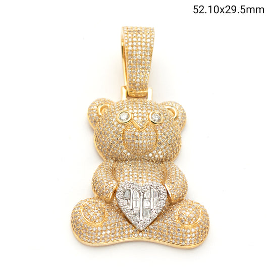 10KY+W 3.60CTW DIAMOND TEDDY BEAR WITH HEART