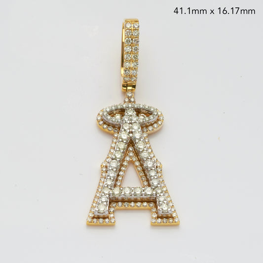 14KY+W 1.35CTW DIAMOND SPORTS FONT INITIAL PENDANT