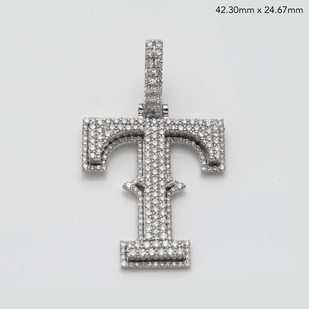 14KW 1.85CTW DIAMOND SPORTS FONT INITIAL PENDANT