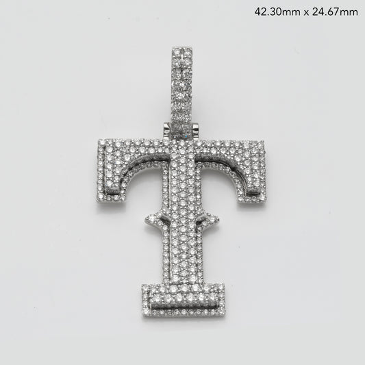 14KW 1.85CTW DIAMOND SPORTS FONT INITIAL PENDANT