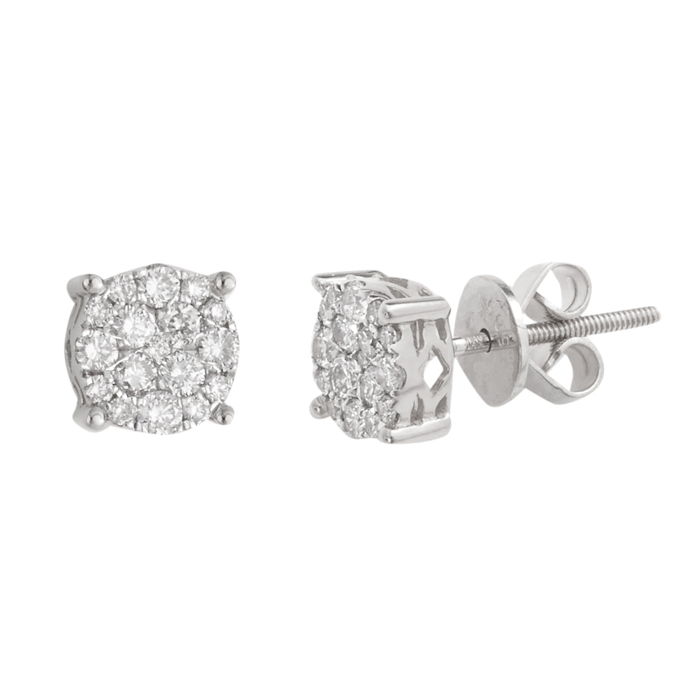 14KW 0.50CTW DIAMOND ROUND CLUSTER EARRING STUDS