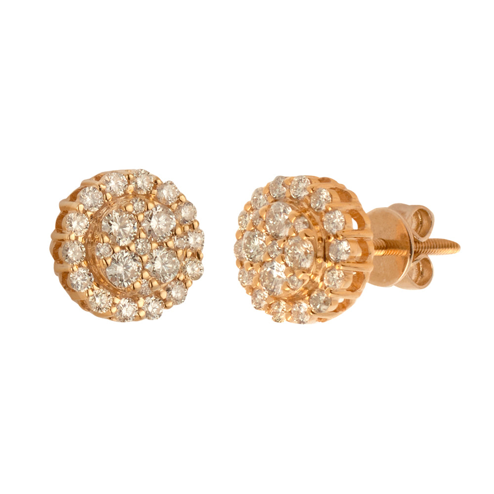 14KR 0.65CTW DIAMOND ROUND CLUSTER EARRING STUDS