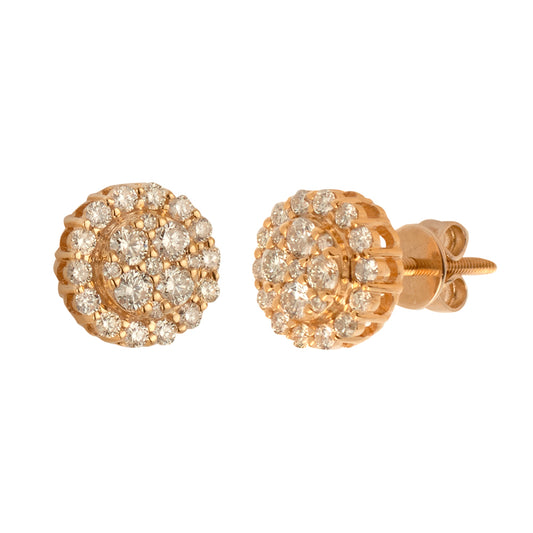 14KR 0.65CTW DIAMOND ROUND CLUSTER EARRING STUDS