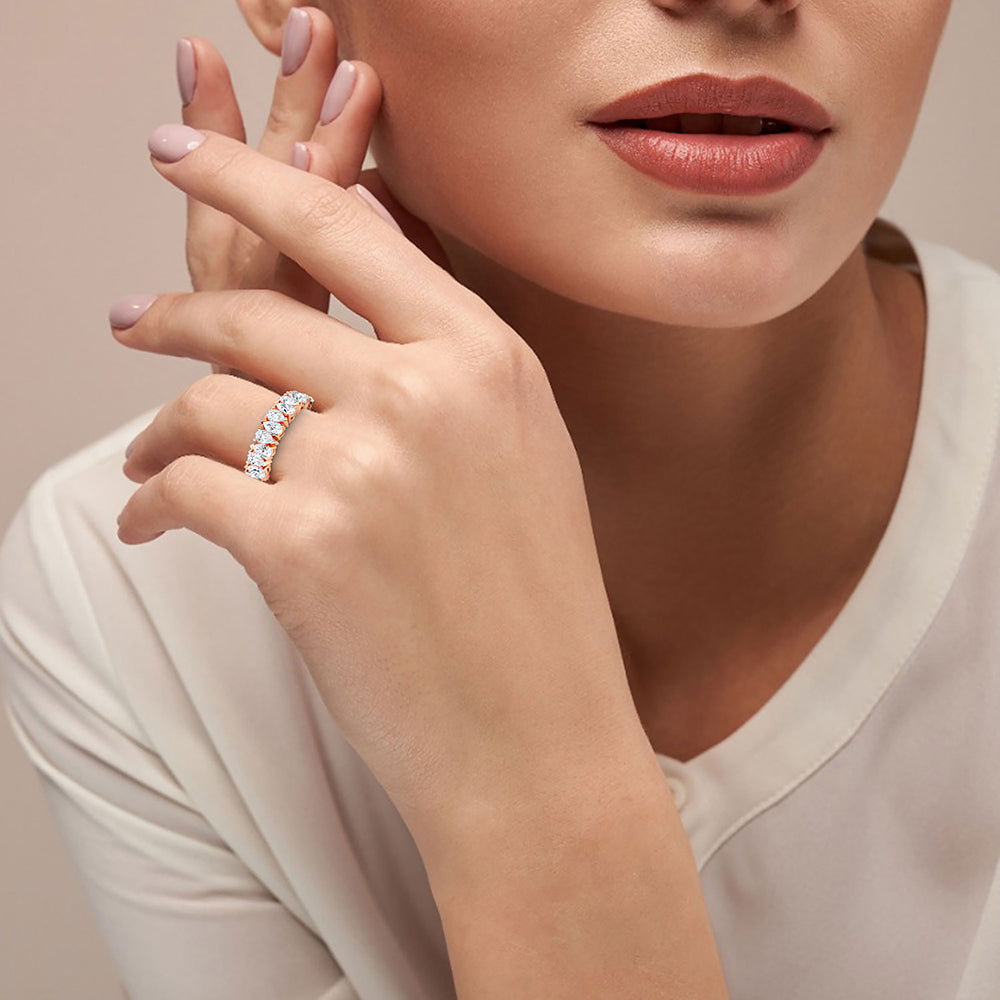 1.25 CTTW Lab Grown Diamond Half Eternity Ring Available in 14k White Gold,14k Yellow Gold,14k Rose Gold