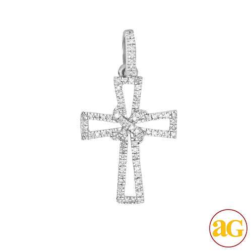 14KW 0.15CTW DIAMOND CROSS PENDANT