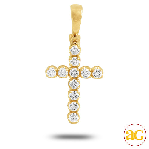 14KY 1.35CTW 11-STONE DIAMOND CROSS