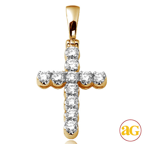 14KY 1.65CTW 11-STONE DIAMOND CROSS