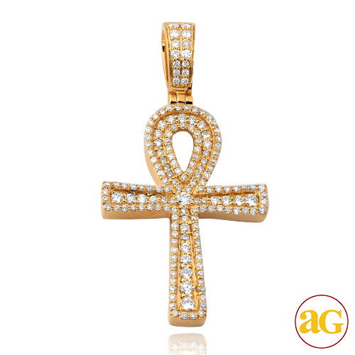 10KY 1.10CTW DIAMOND ANKH CROSS PENDANT