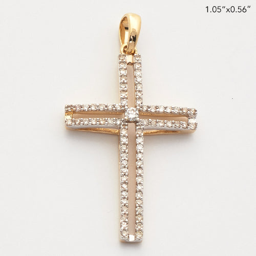 18KY 0.15CTW DIAMOND OPEN CROSS PENDANT