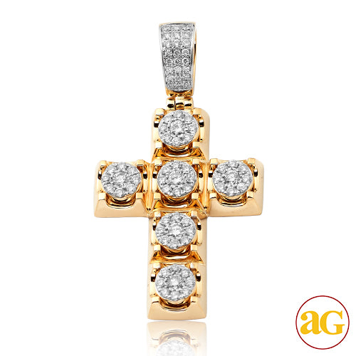 14KY 1.65CTW DIAMOND ROUND CLUSTER PRONG SET CROSS