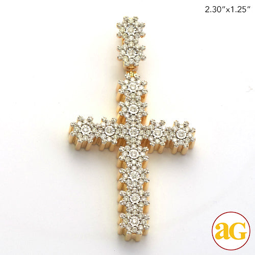 10KY 2.00CTW ILLUSION DIAMOND FLEUR CROSS