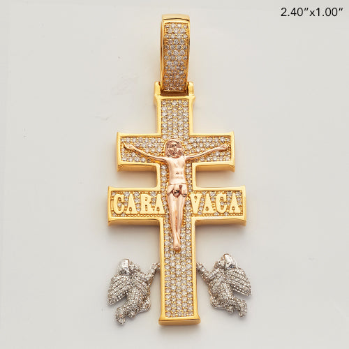 14KY+W+R 1.60CTW DIAMOND 'CARA VACA' CROSS PENDANT