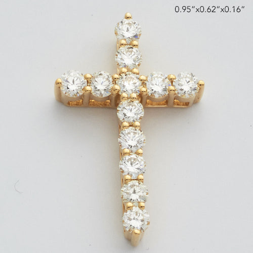 14KY 1.10CTW DIAMOND 11 STONE 3-PRONG CROSS