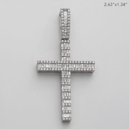 10KW 3.45CTW BAGUETTE DIAMOND CROSS PENDANT