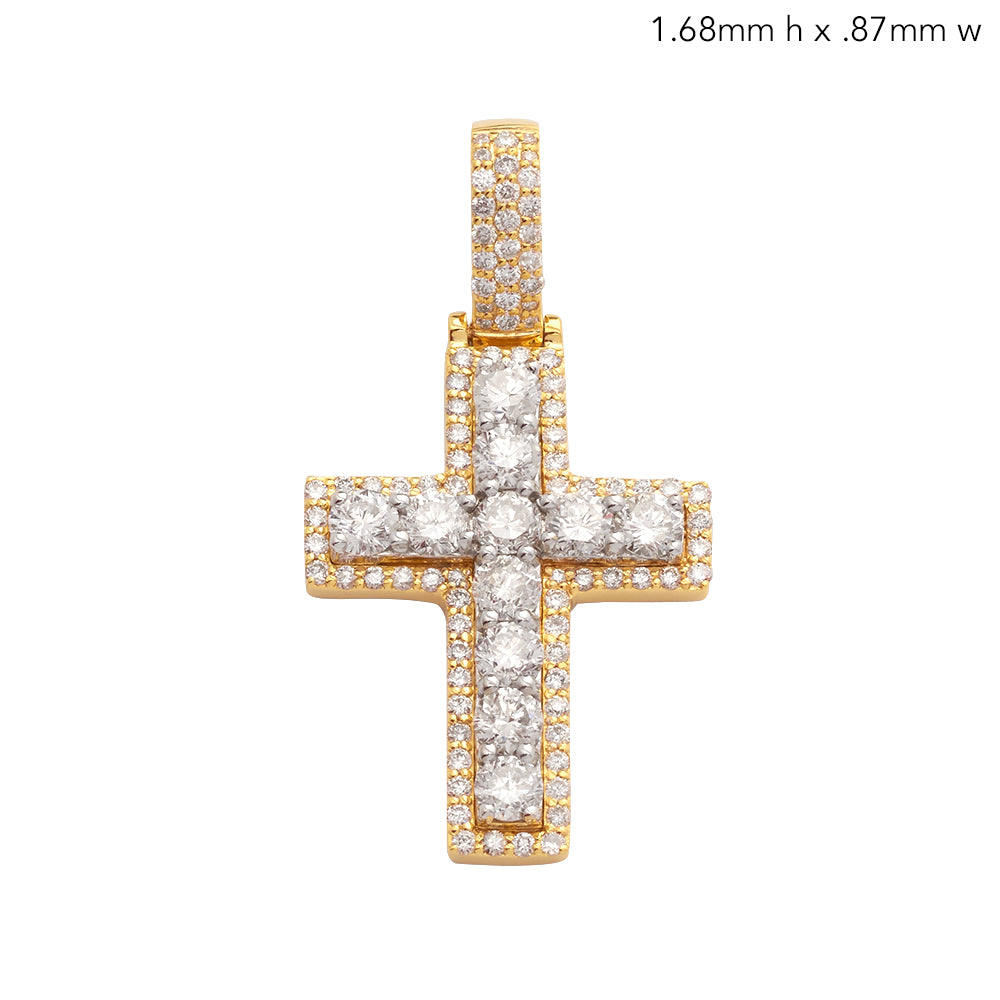 14KY+W 3.25CTW DIAMOND 2-TONE SINGLE ROW CROSS