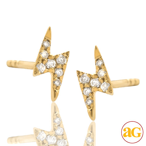 14KY 0.05CTW DIAMOND LIGHTNING BOLT EARRING STUDS