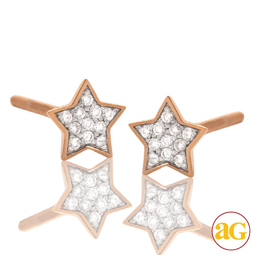 14KR 0.10CTW DIAMOND FLAT STAR EARRING STUDS