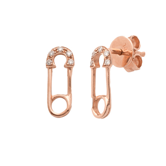 14KR 0.05CTW DIAMOND SAFETY PIN EARRINGS