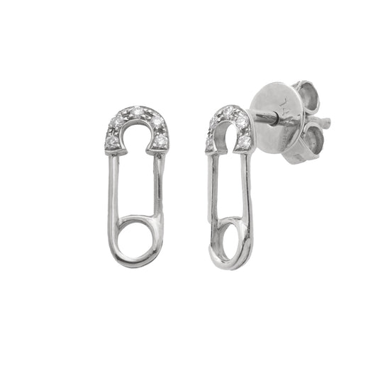 14KW 0.05CTW DIAMOND SAFETY PIN EARRINGS