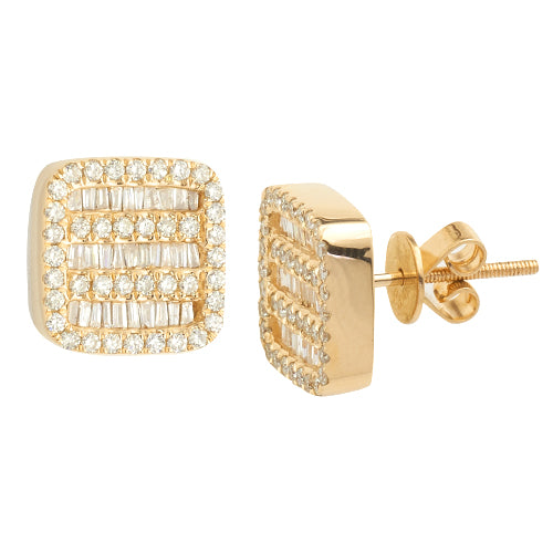 14KY 1.20CTW BAGUETTE DIAMOND SQUARE EARRINGS