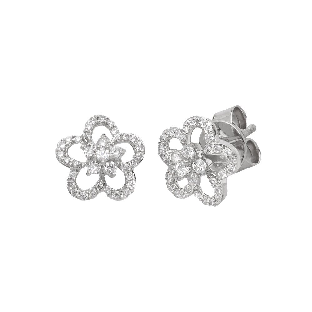 14KW 0.40CTW DIAMOND 5-PEDAL FLOWER EARRING