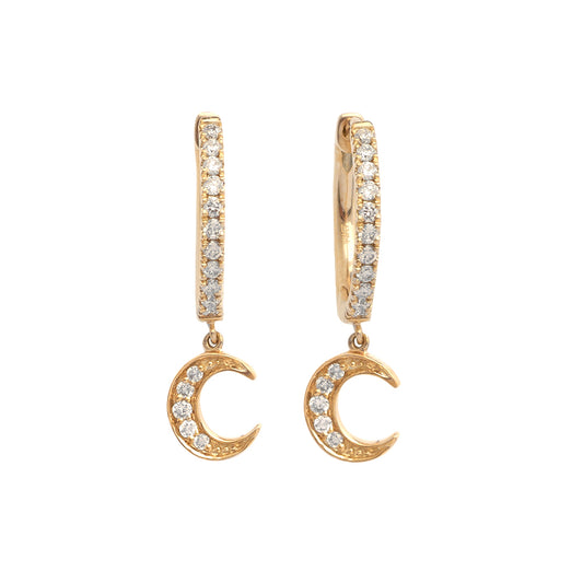 14KY 0.25CTW ROUND DIAMOND HUGGGIE/HOOP EARRINGS