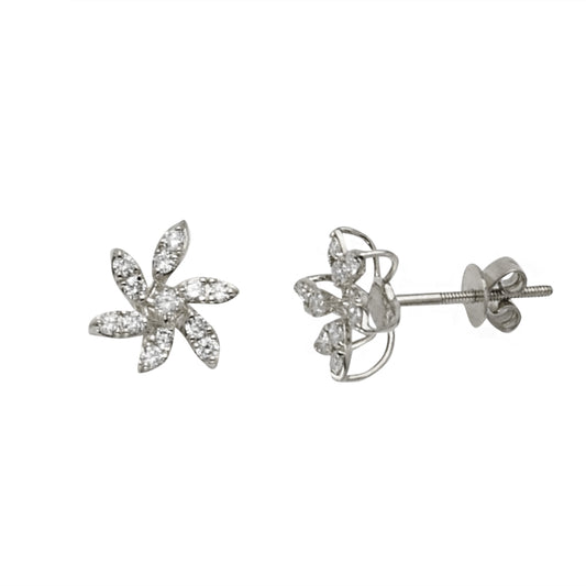 14KW 0.50CTW DIAMOND FLOWER SHAPED EARRINGS