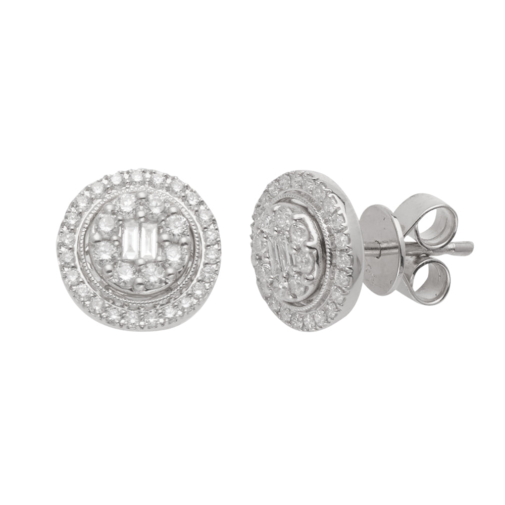 14KW 0.50CTW BAGUETTE DIAMOND ROUND CLUSTER