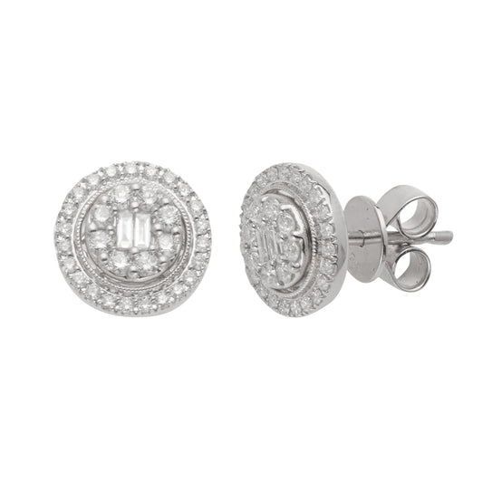 14KW 0.50CTW BAGUETTE DIAMOND ROUND CLUSTER