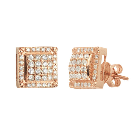 14KR 0.75CTW DIAMOND SQUARE DOME EARRING STUDS