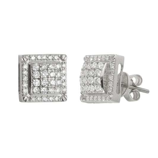 14KW 0.75CTW DIAMOND SQUARE DOME EARRING STUDS