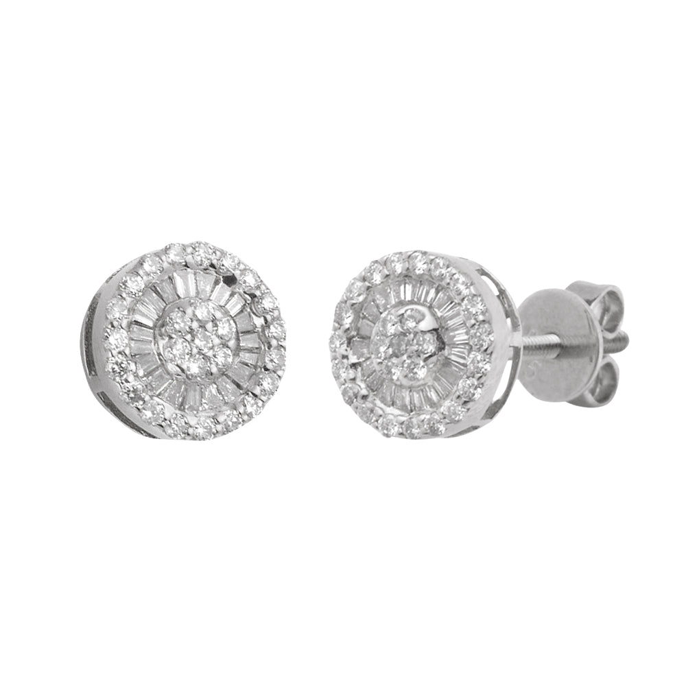 14KW 0.50CTW ROUND CLUSTER EARRING STUDS - SINGLE