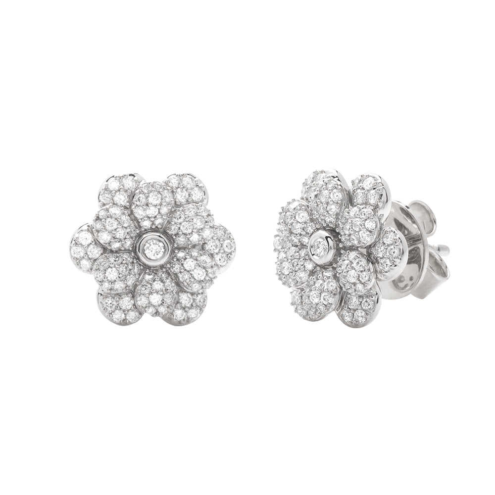 14KW 0.55CTW DIAMOND FLOWER SHAPED STUD EARRING