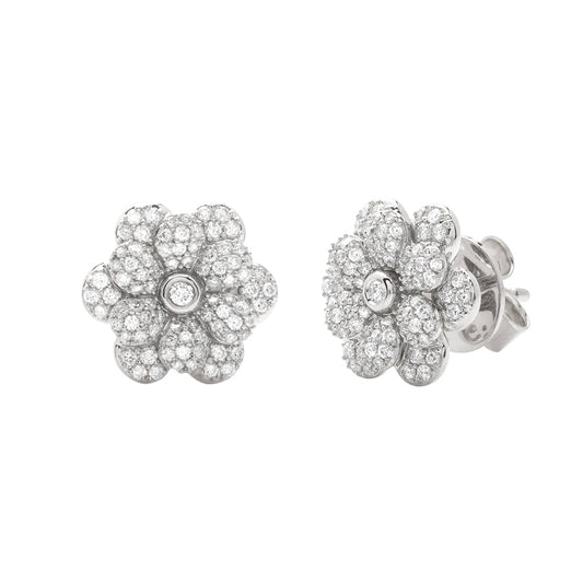 14KW 0.55CTW DIAMOND FLOWER SHAPED STUD EARRING