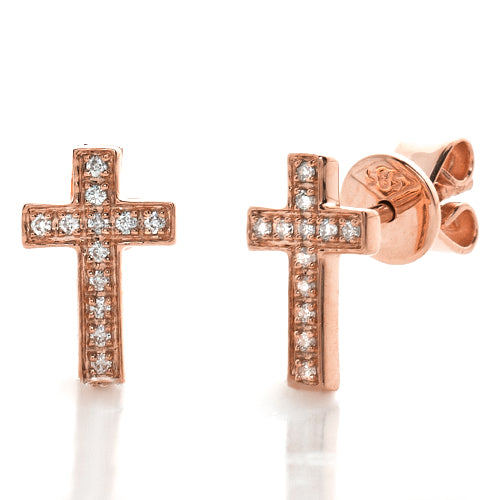 14KR 0.10CTW DIAMOND CROSS EARRING STUDS