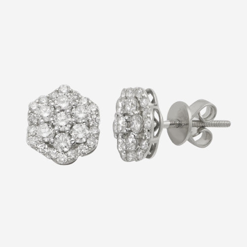 14KW 1.25CTW DIAMOND FLOWER EARRINGS WITH SINGLE