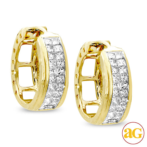 14KY  1.00CTW DIAMOND HOOP EARRINGS