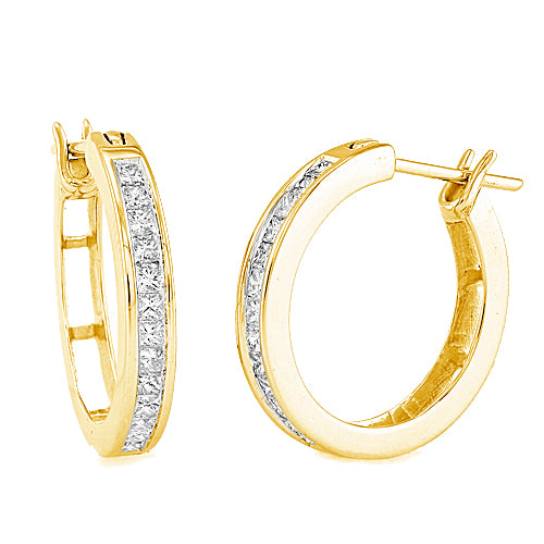 14KY 0.75CTW DIAMOND HOOP EARRINGS