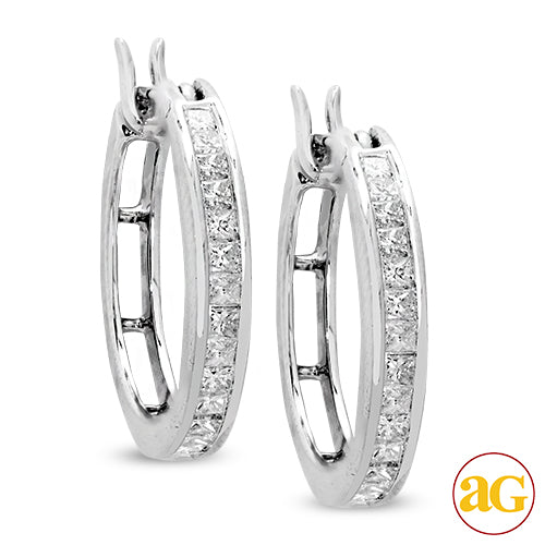 14KW 1.00CTW DIAMOND HOOP EARRINGS