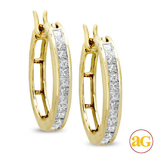 14KY 1.00CTW DIAMOND HOOP EARRINGS