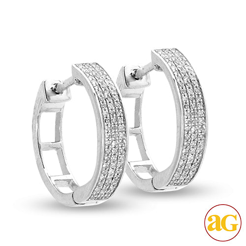 14KW 0.25CTW DIAMOND HOOP EARRINGS