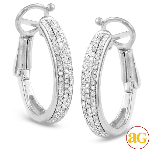 10KW 0.25CTW DIAMOND HOOP EARRINGS [ROUNDED EDGE]