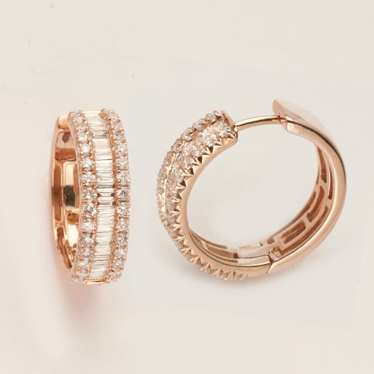 14KR 1.50CTW BAGUETTE DIAMOND HOOP EARRINGS