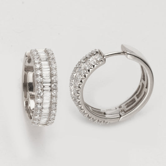 14KW 1.50CTW BAGUETTE DIAMOND HOOP EARRINGS