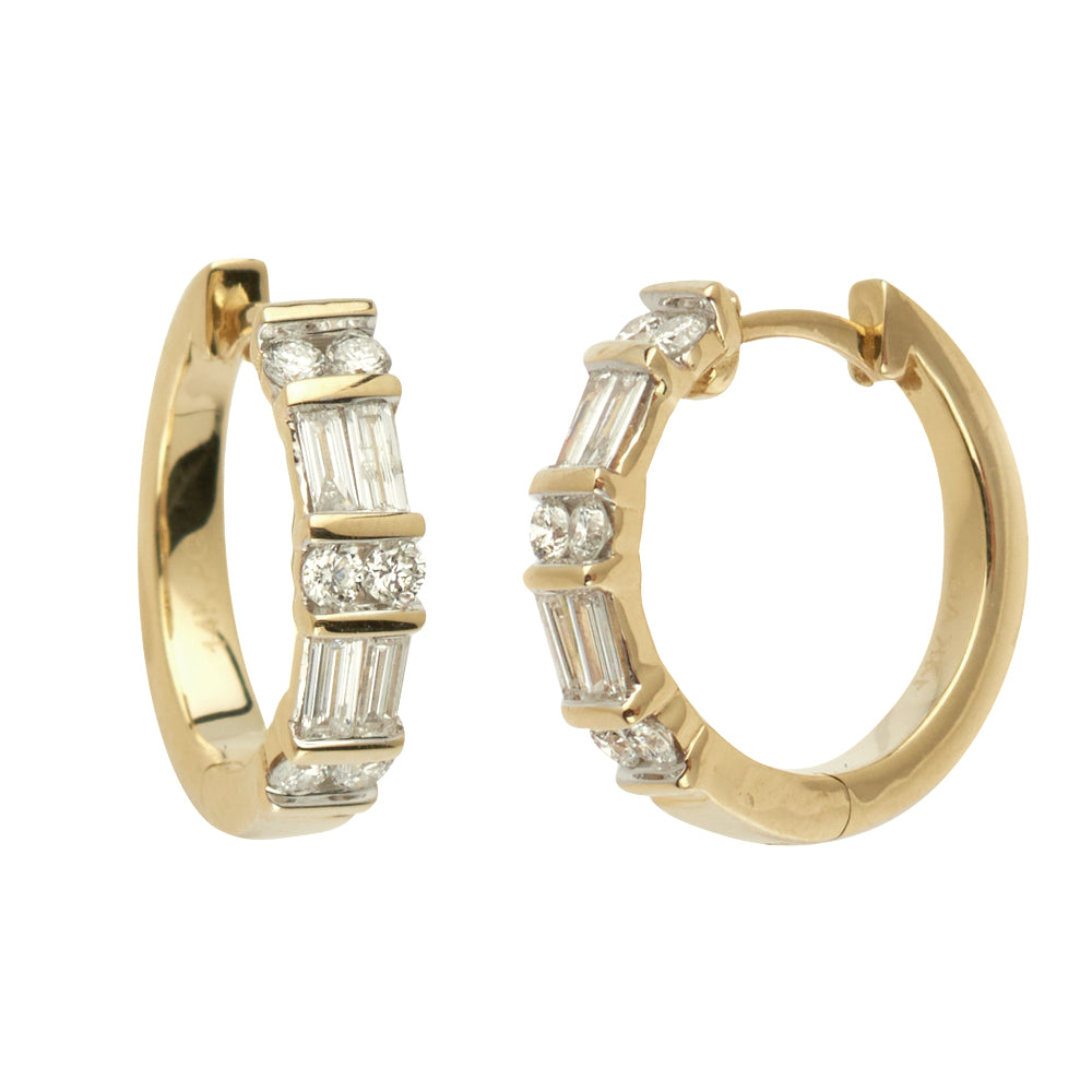 14KY 0.65CTW BAGUETTE DIAMOND HOOP EARRINGS