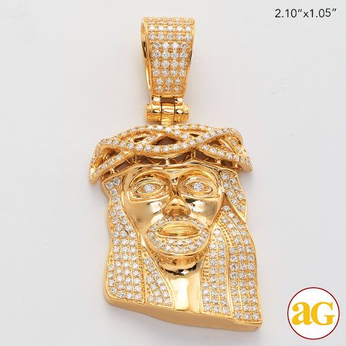 14KY 2.65CTW DIAMOND JESUS PENDANT