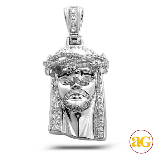 10KW 0.85CTW DIAMOND JESUS PENDANT WITH SOLID BACK