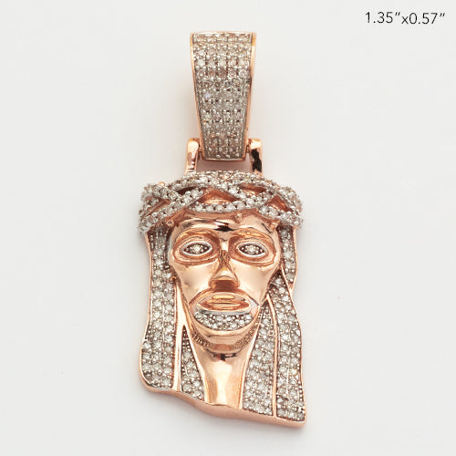 10KR 0.55CTW MICROPAVE DIAMOND JESUS HEAD PENDANT