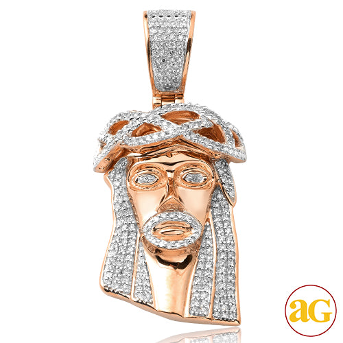 10KR 0.50CTW DIAMOND JESUS PENDANT [ROUNDED BAIL]